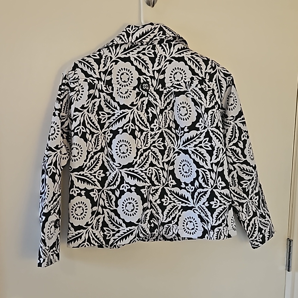 DOLLHOUSE Monochrome Floral Double Breasted Swing Jacket Size 10/12 - Picture 6 of 8